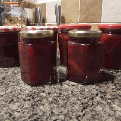 Homemade strawberry jam for cream teas